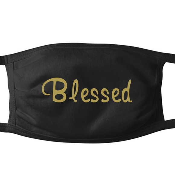 5⭐ Blessed Gold 100% Cotton Jersey Adult Facemask - Picture 5 of 10